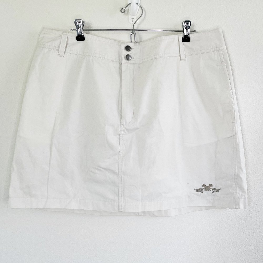 Disney Parks Womens Skort Skirt Mickey Mouse Ears Embroidered Tan Khaki XXL